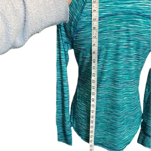 EXERTEK ATHLETIC HALF ZIP STRIPED/HEATHERED PULLOVER WITH THUMB HOLE - Picture 5 of 7